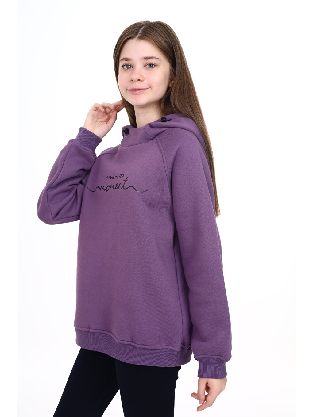 Mor Kız Çocuk Baskılı Sweatshirt-2