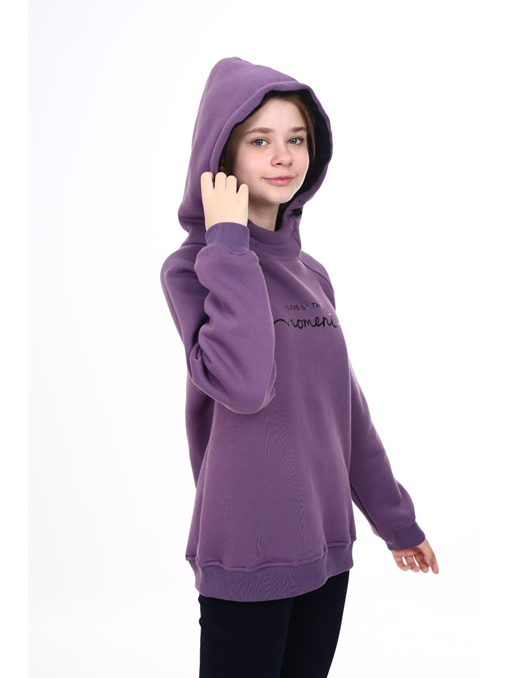 Mor Kız Çocuk Baskılı Sweatshirt-3