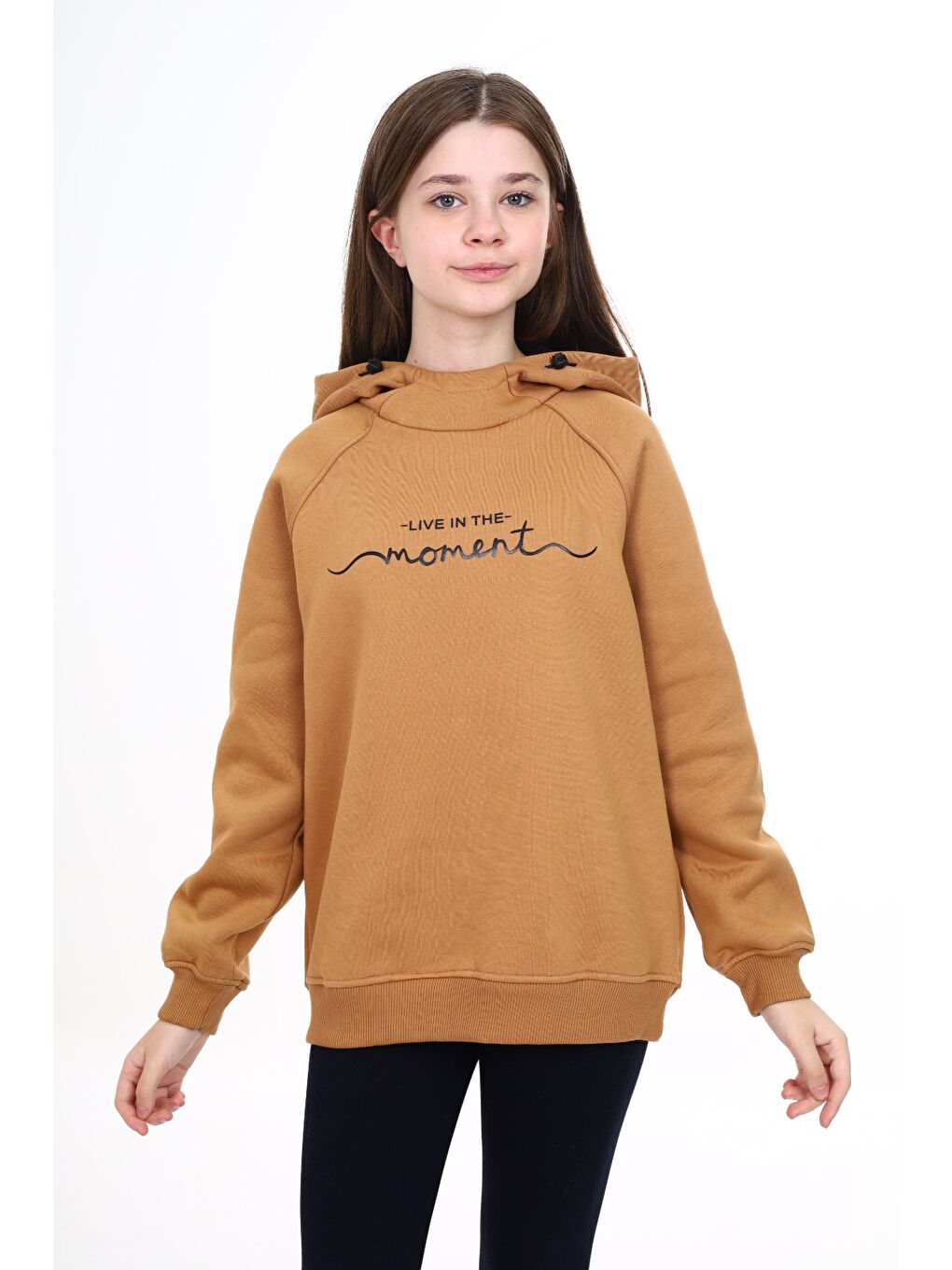 Kahverengi Kız Çocuk Baskılı Sweatshirt-2