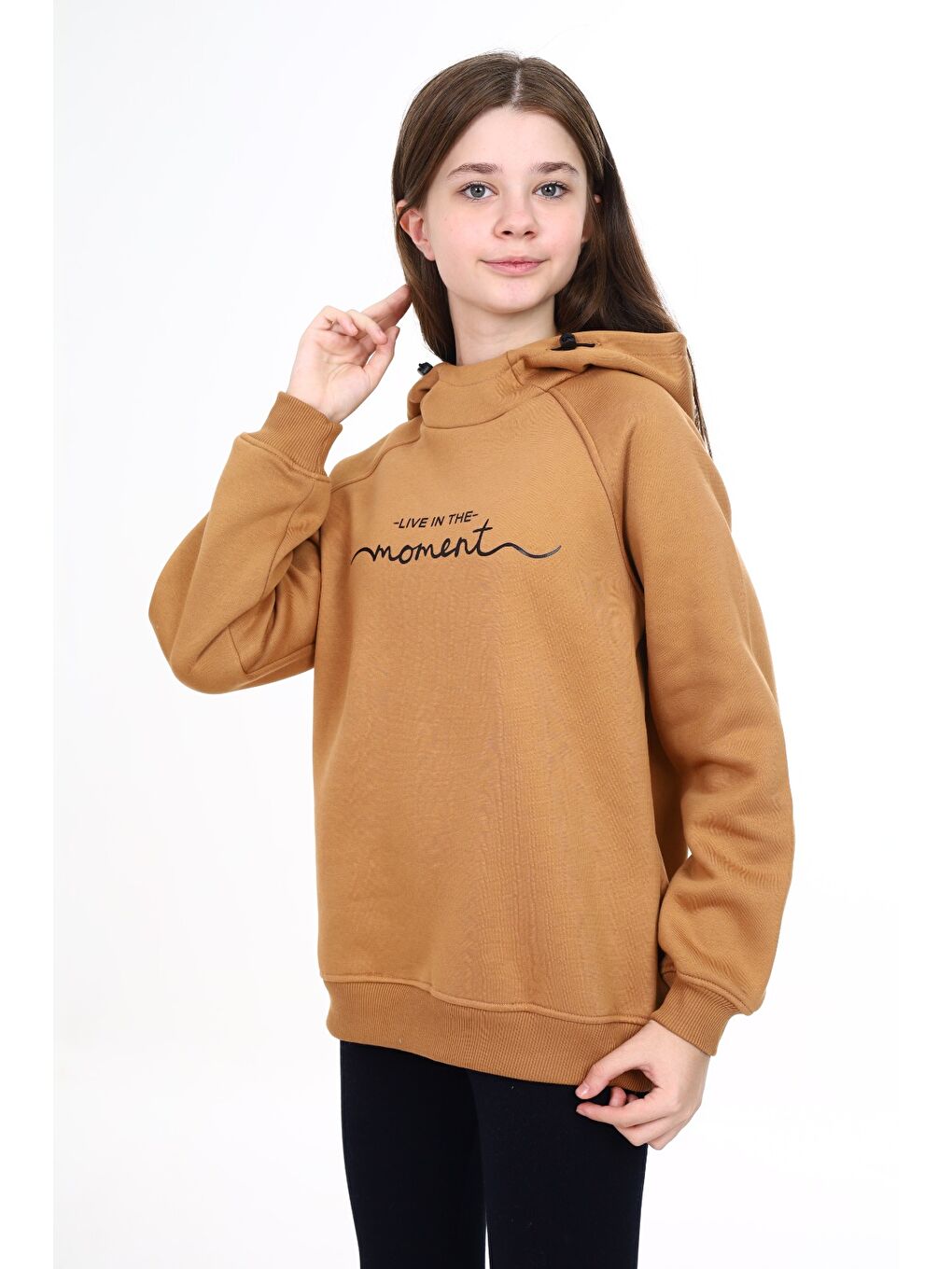 Kahverengi Kız Çocuk Baskılı Sweatshirt-3