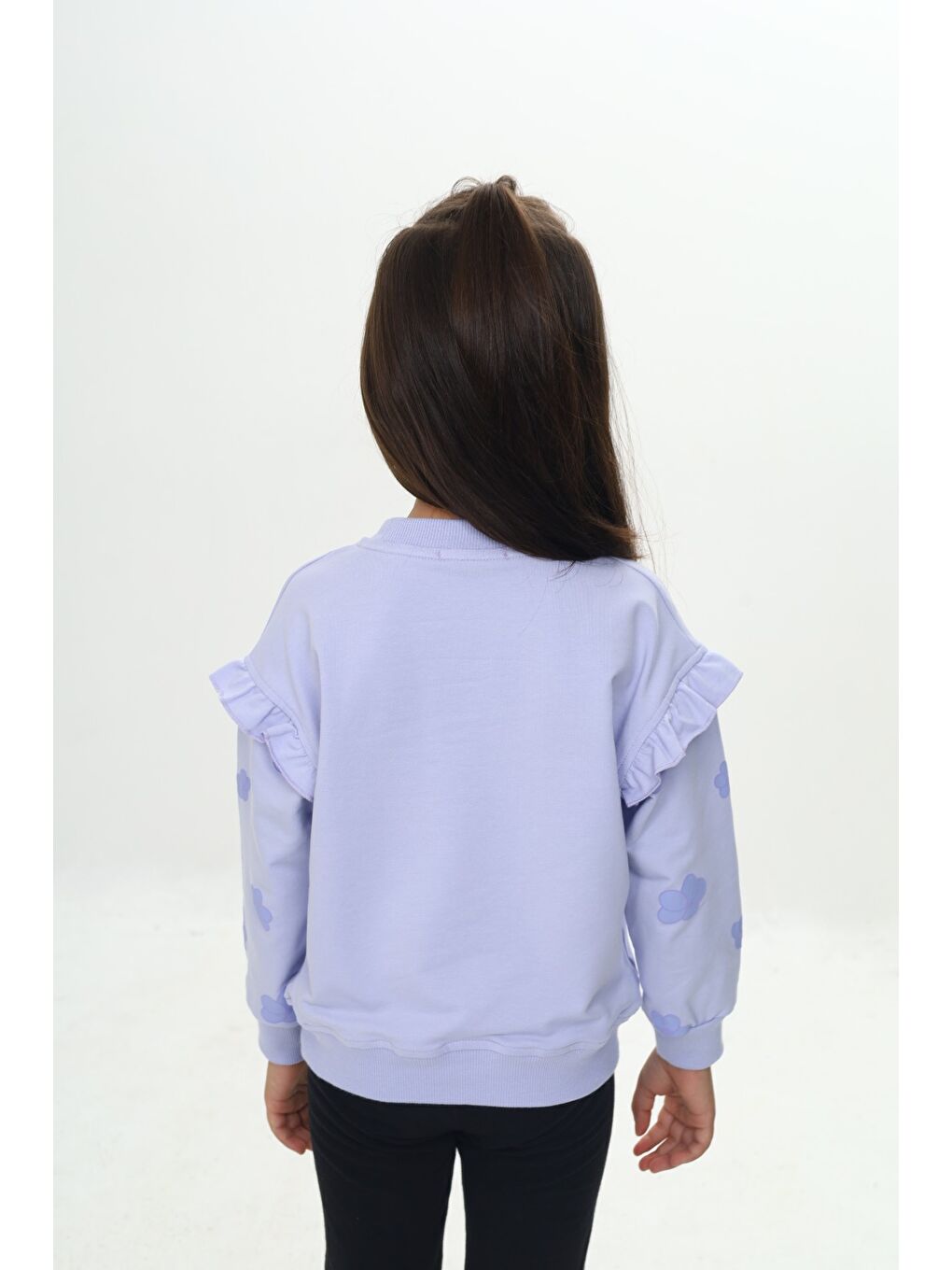 Lila Kız Çocuk Fantasy Çiçek Baskılı Sweatshirt-2