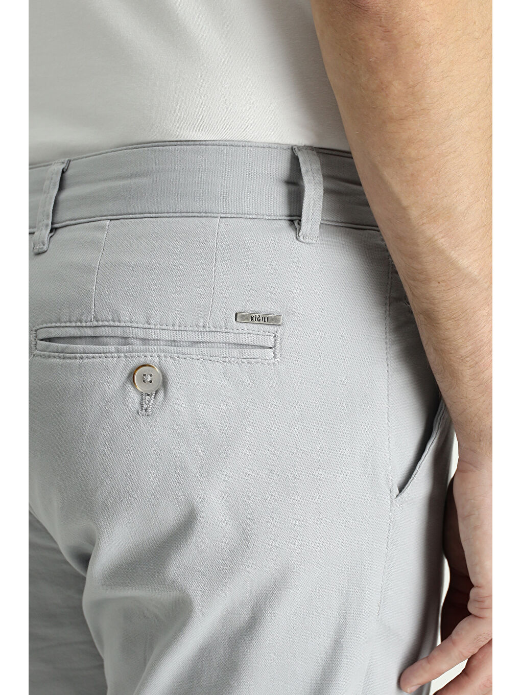 Gri Relaxed Fit Rahat Kesim Desenli Elastanlı Kanvas / Chino Pantolon-4