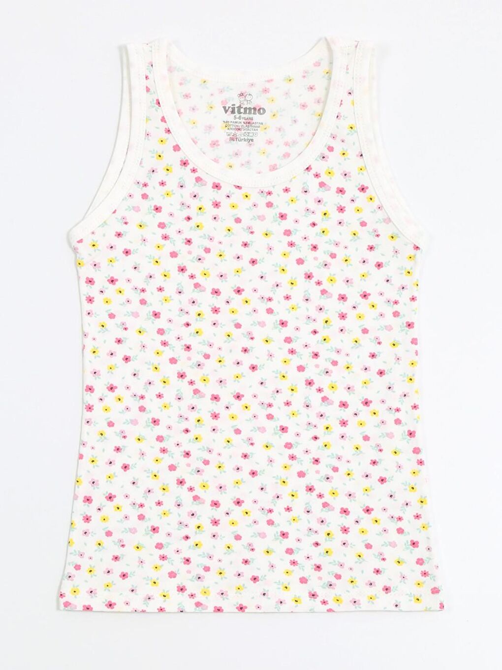 Kız Çocuk Pamuklu 3'Lü Atlet 3'Lü Slip Karışık Renk Flower 6 Parça Set-1