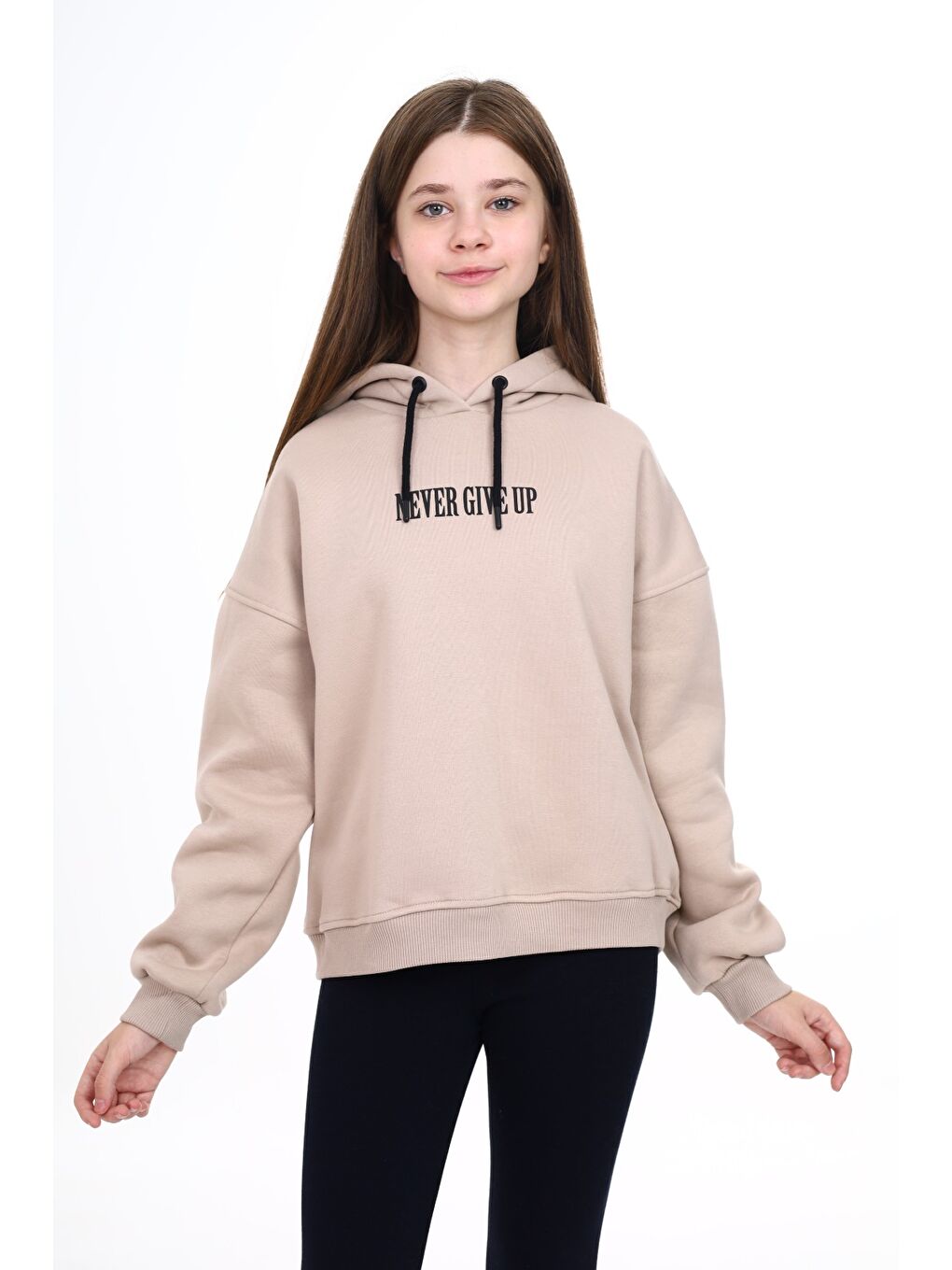 Bej Kız Çocuk Baskılı Sweatshirt