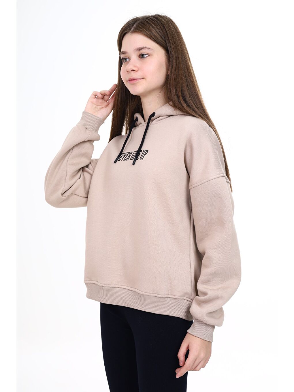 Bej Kız Çocuk Baskılı Sweatshirt-1