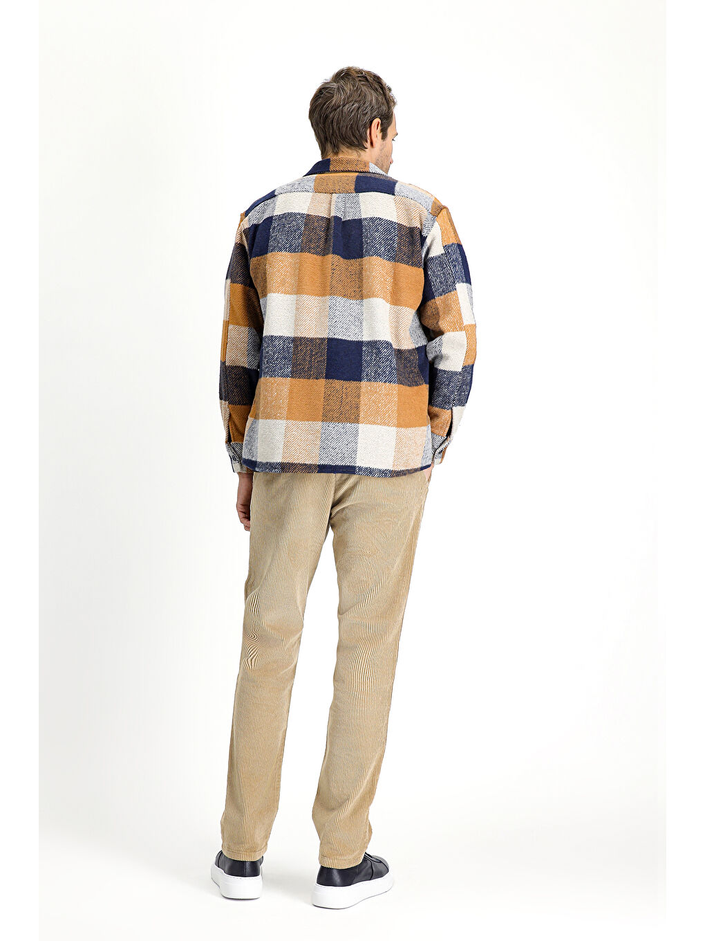 Bej Regular Fit Pamuk Kadife Pantolon-3