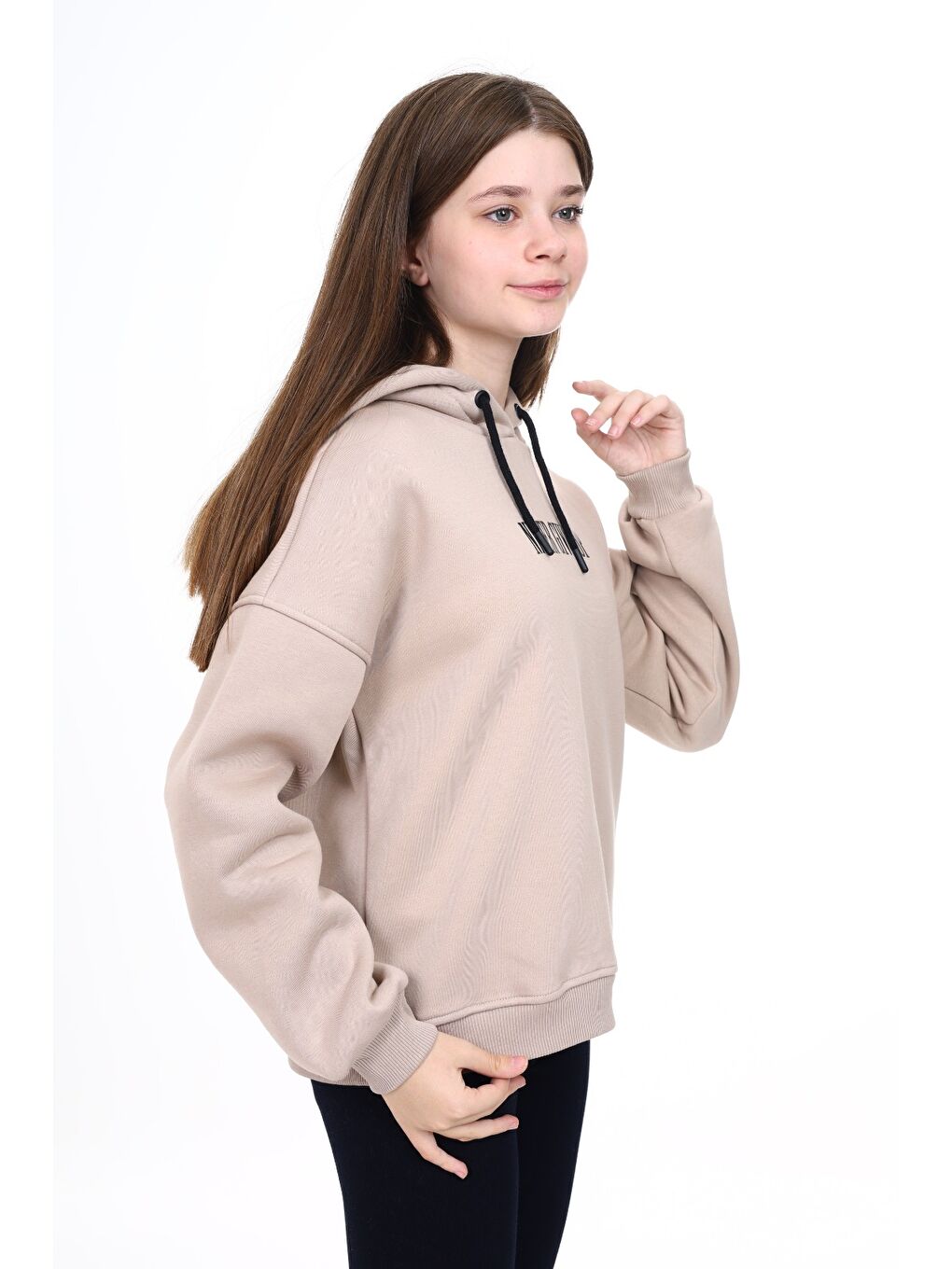 Bej Kız Çocuk Baskılı Sweatshirt-3