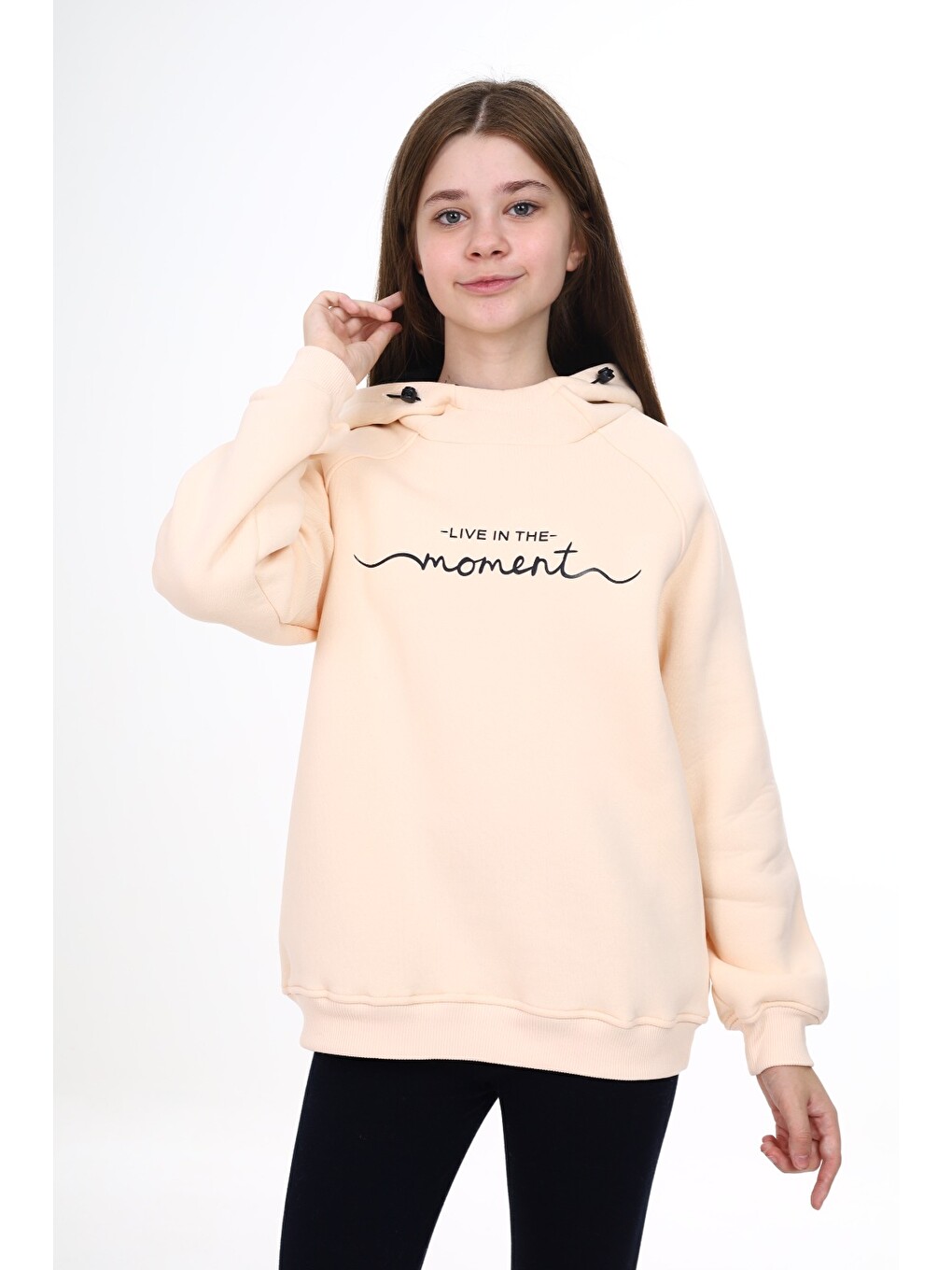 Bej Kız Çocuk Baskılı Sweatshirt