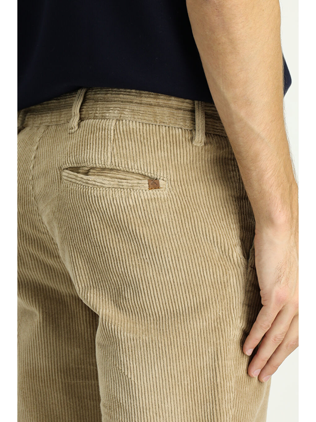 Bej Regular Fit Pamuk Kadife Pantolon-4