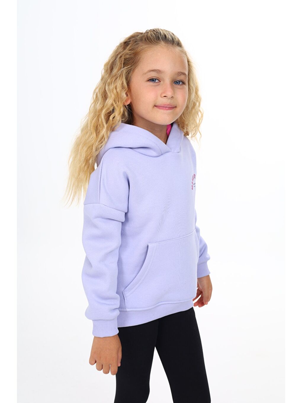 Lila Kız Çocuk Baskılı Sweatshirt-1