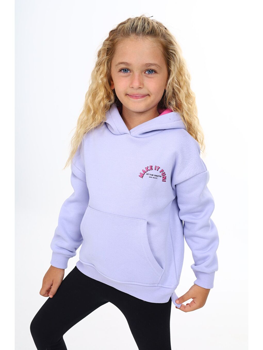 Lila Kız Çocuk Baskılı Sweatshirt-3