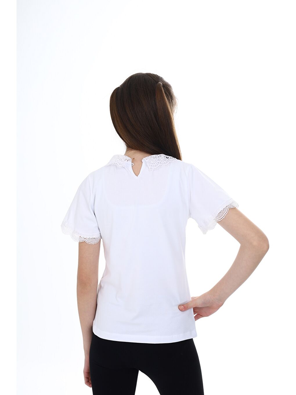 Beyaz Kız Çocuk Okul Tişört-4