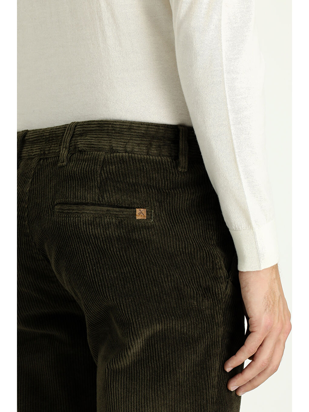 Haki Regular Fit Pamuk Kadife Pantolon-5