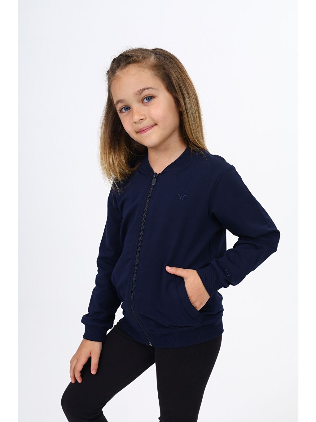 Lacivert Kız Çocuk Nakışlı Hırka-2