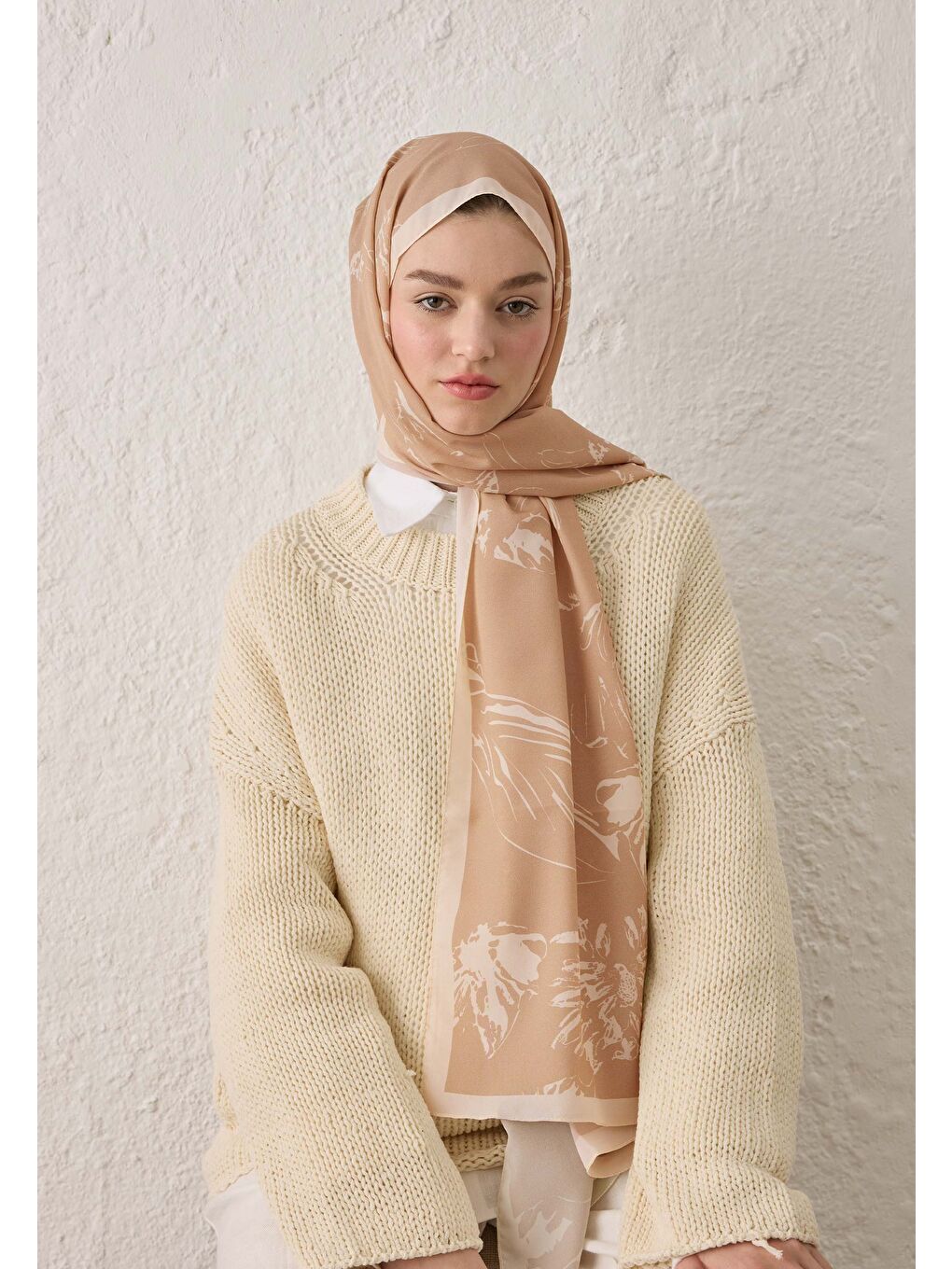Bej Adela Desen Şal Nude
