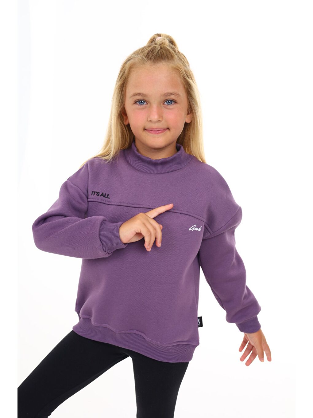 Mor Kız Çocuk Nakışlı Sweatshirt-2