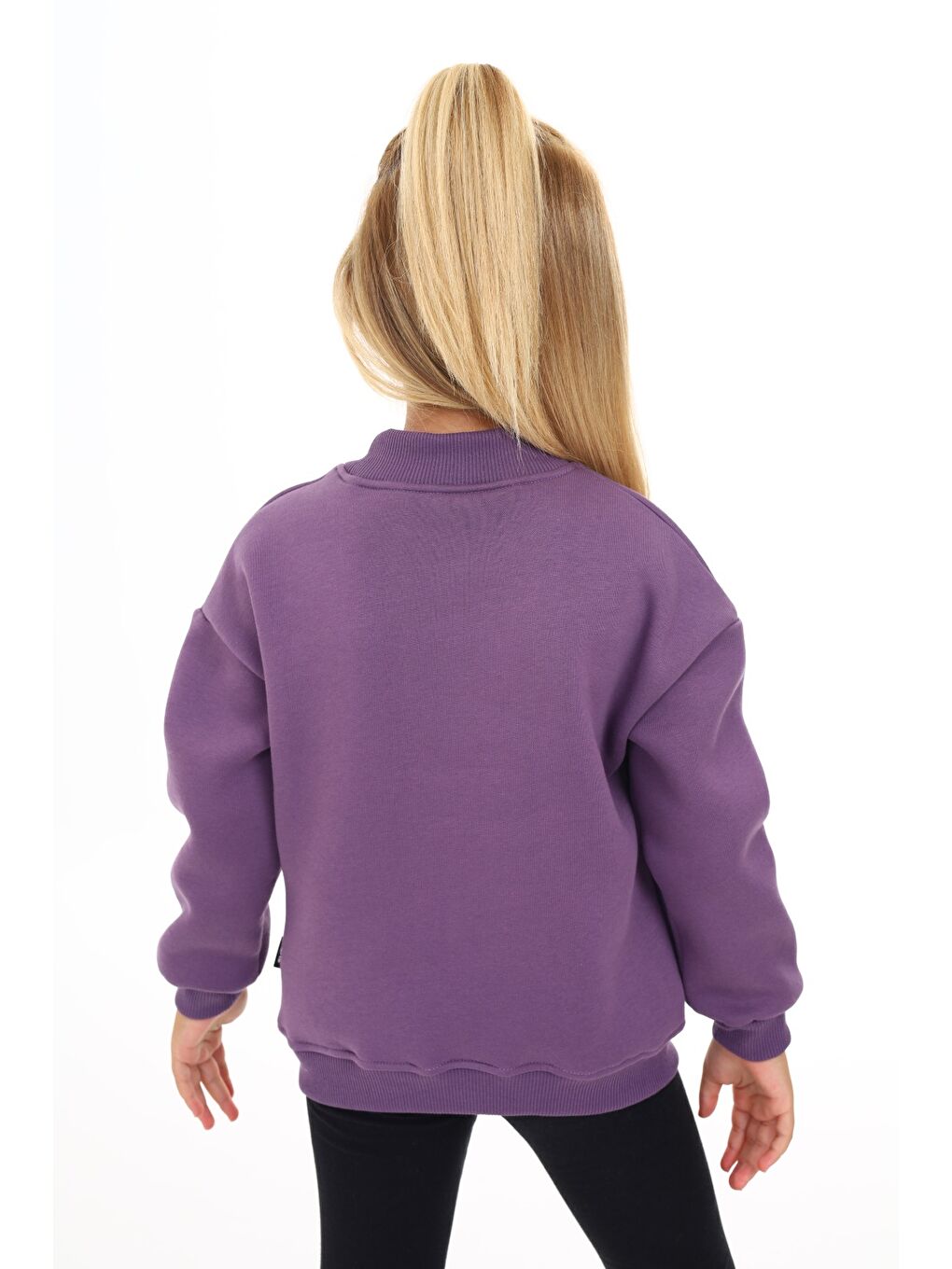 Mor Kız Çocuk Nakışlı Sweatshirt-5