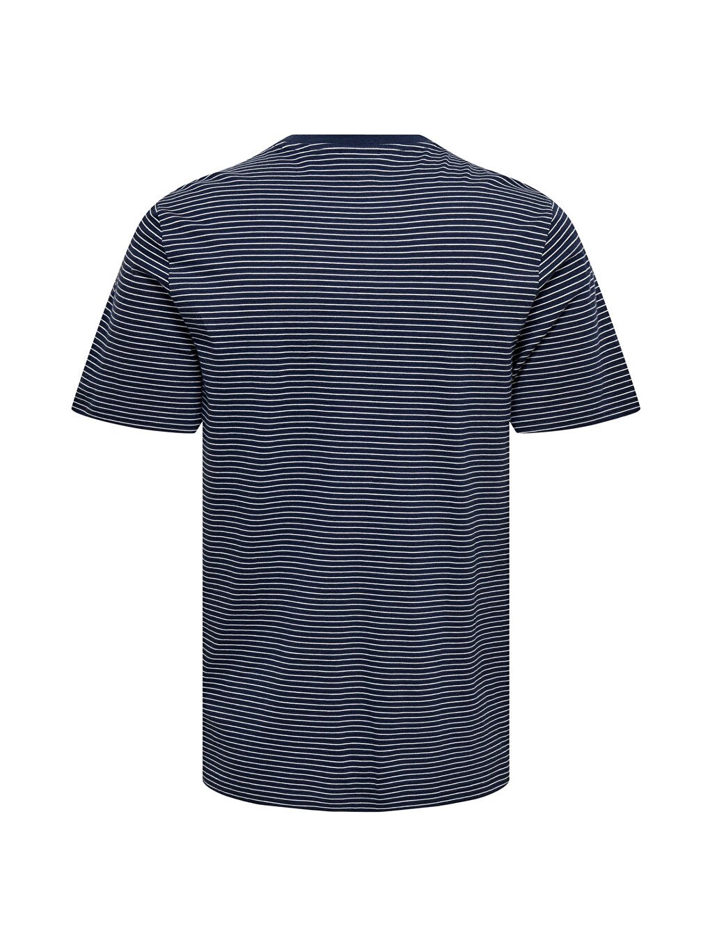 Lacivert Onsfred Pamuklu Relaxed Fit Çizgili Bisiklet Yaka T Shirt 22036384-5