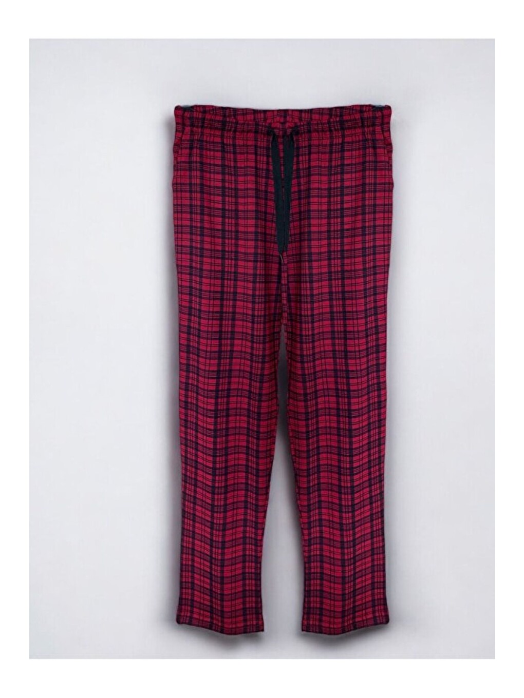 Kırmızı Erkek %100 Doğal Pamuk Yüksek Kaliteli Rahat Kalıp Basic Pijama Takımı-4