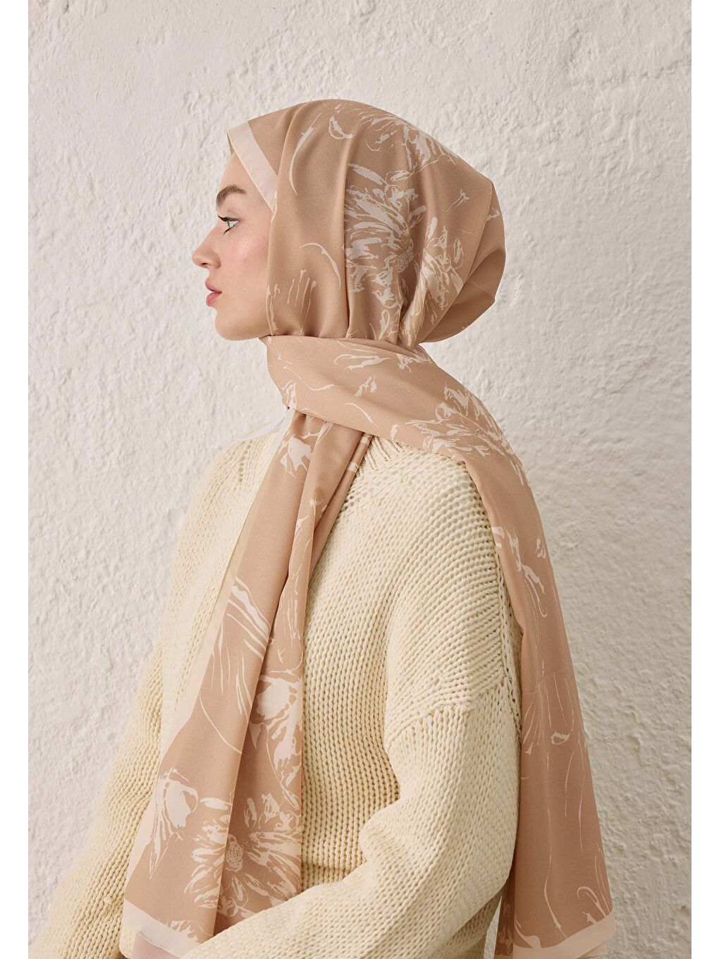 Bej Adela Desen Şal Nude-2