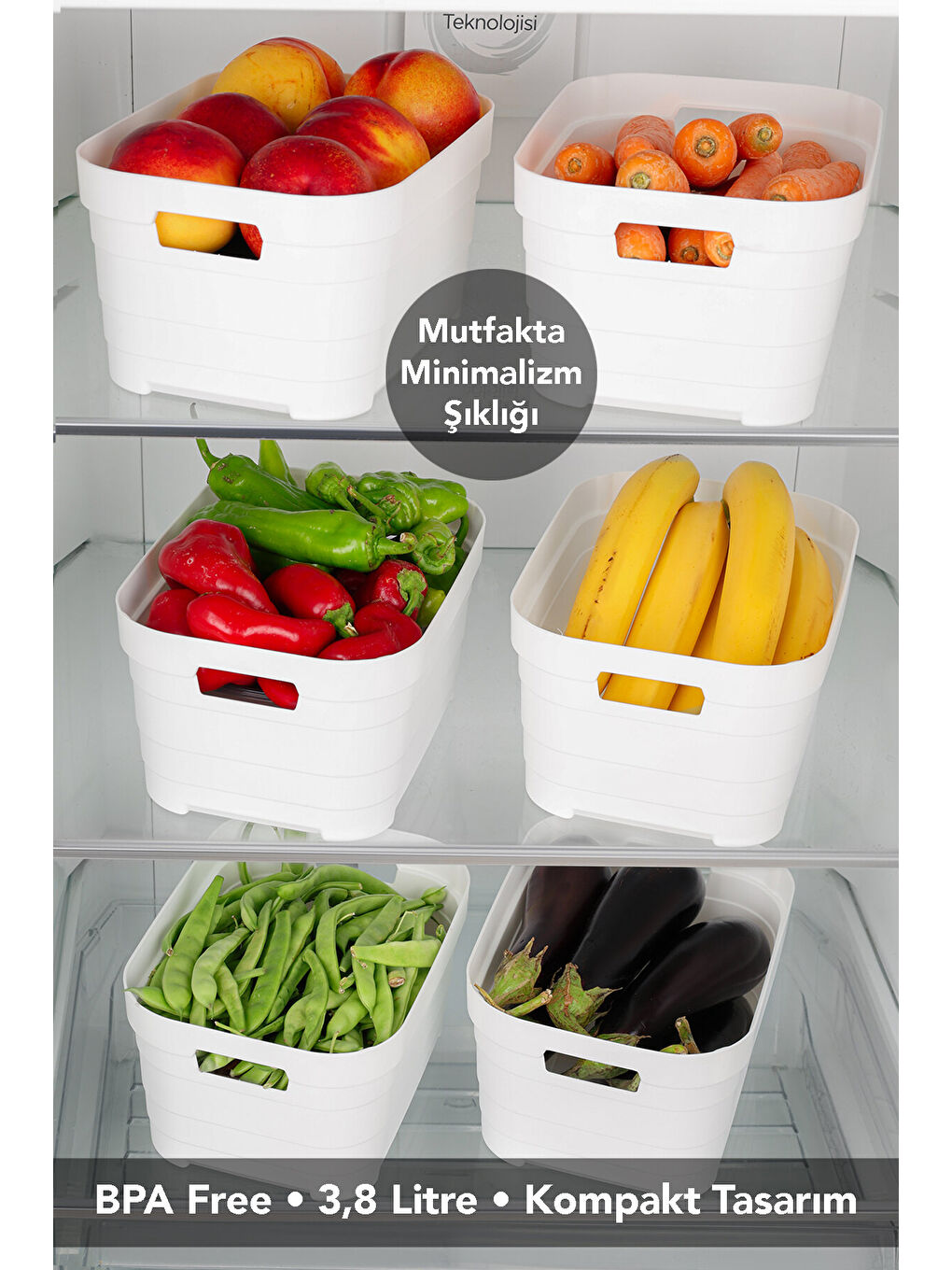 Beyaz 8'li Buzdolabı Düzenleyici 3800 ml-2