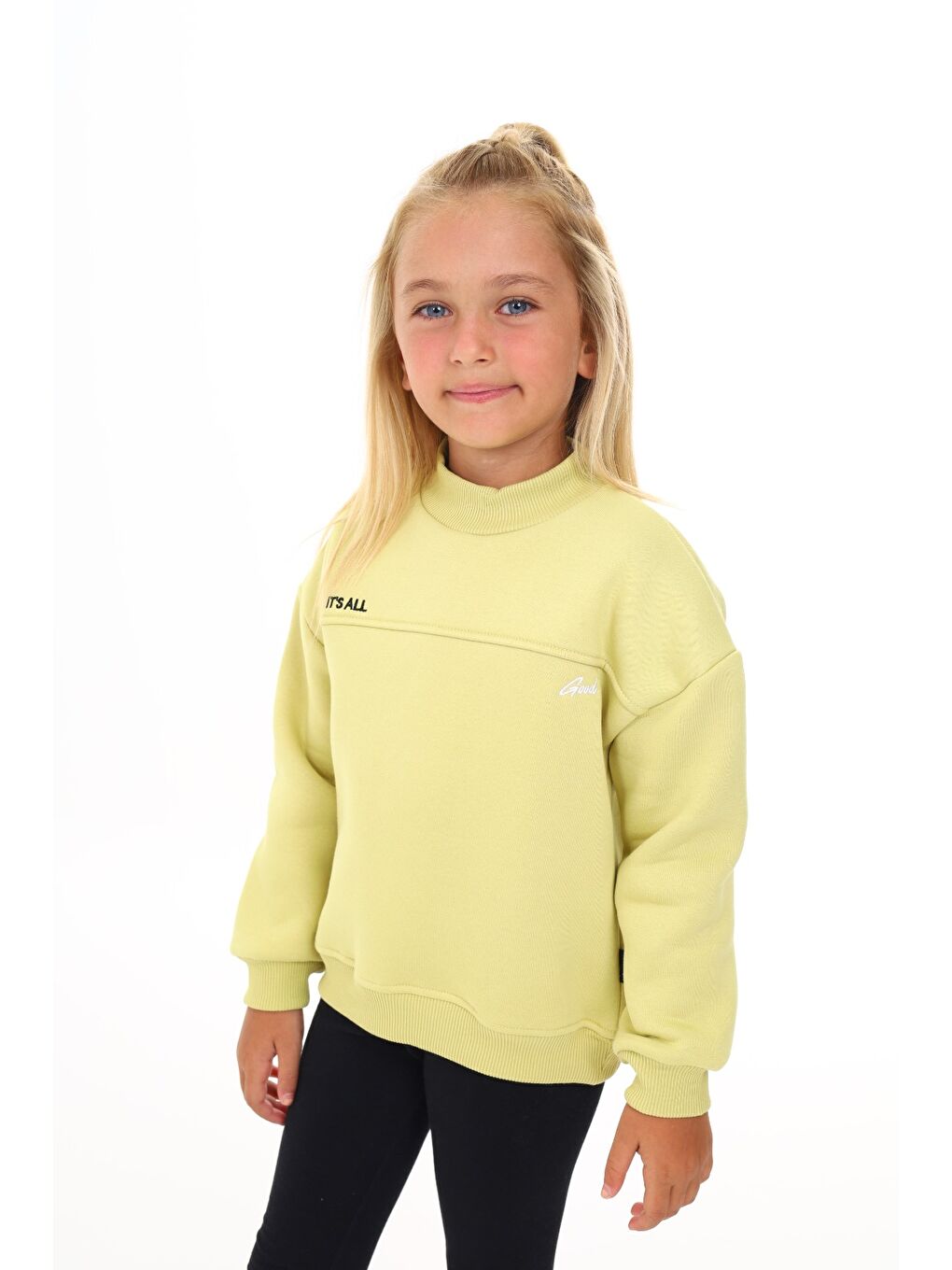 Yeşil Kız Çocuk Nakışlı Sweatshirt