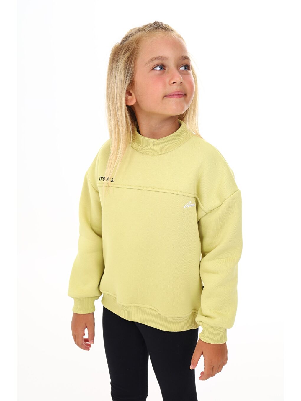 Yeşil Kız Çocuk Nakışlı Sweatshirt-1