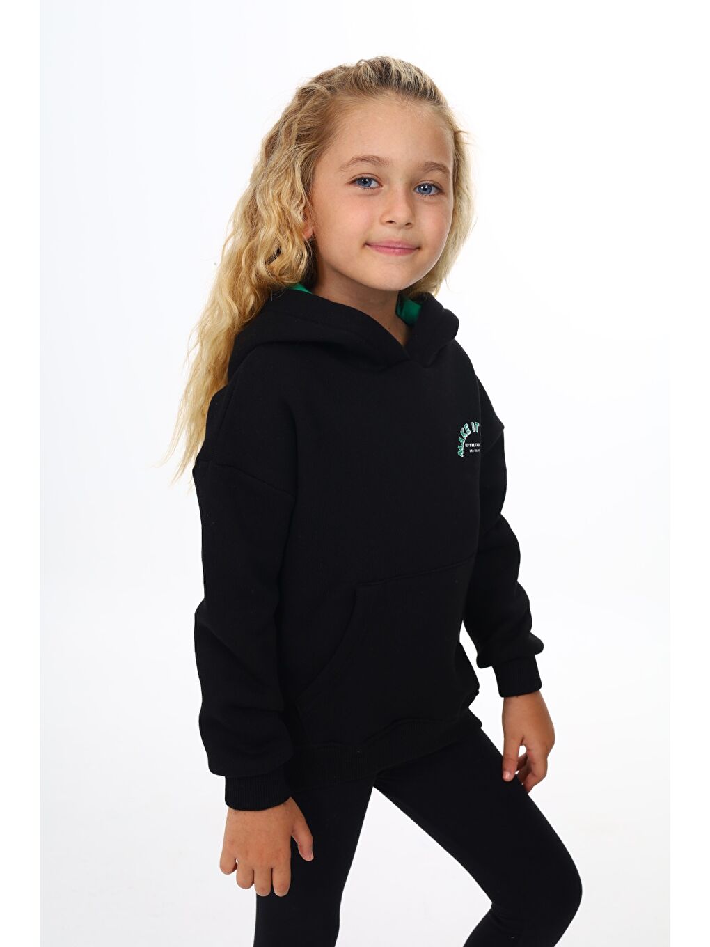 Siyah Kız Çocuk Baskılı Sweatshirt-2