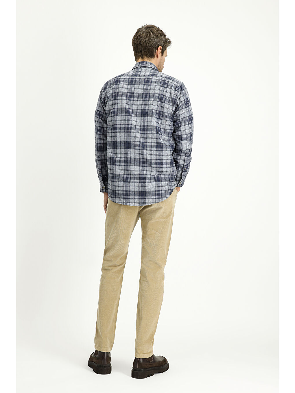 Bej Slim Fit Dar Kesim Elastanlı Kadife Pantolon-4