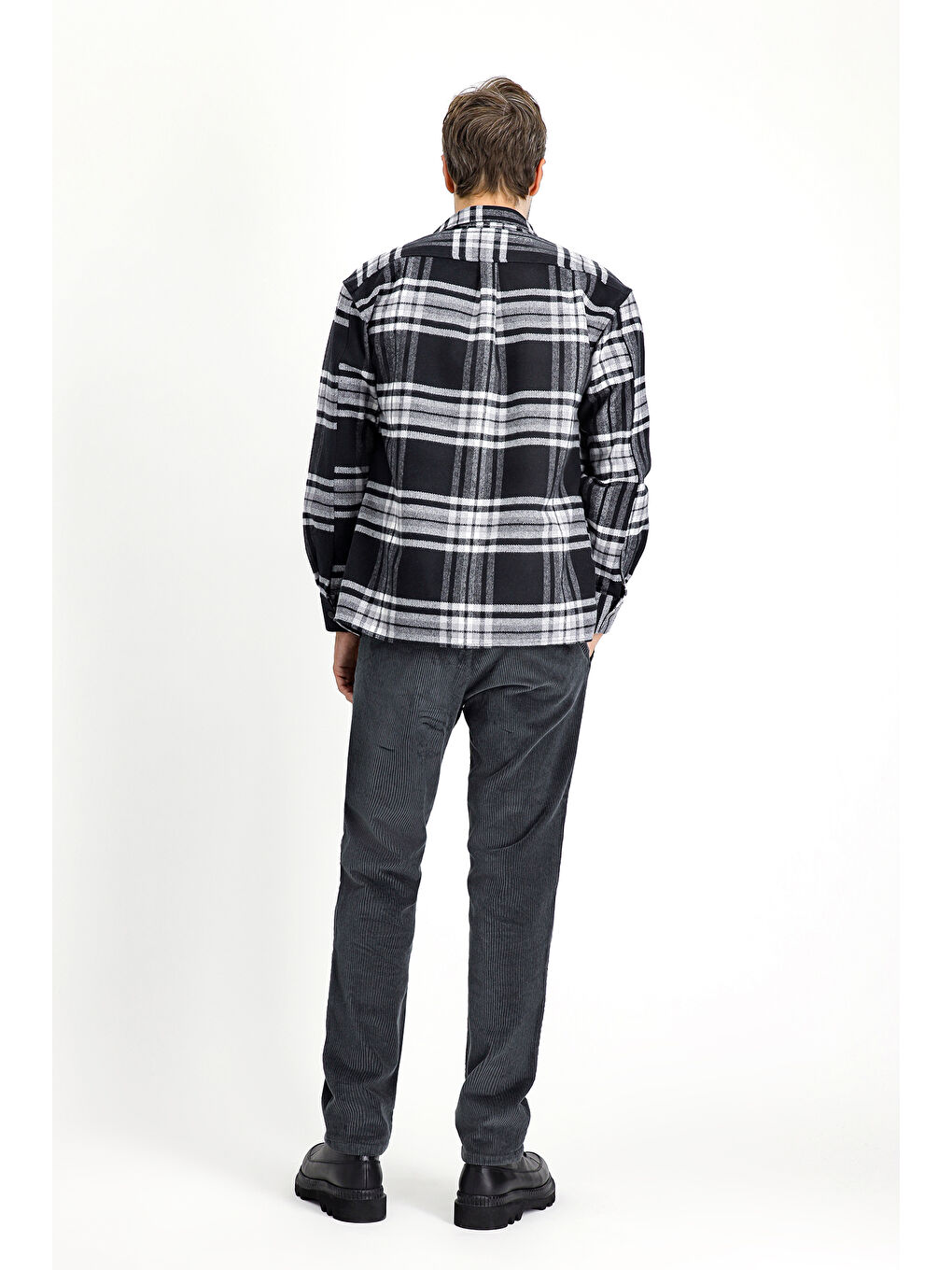 Antrasit Regular Fit Pamuk Kadife Pantolon-4