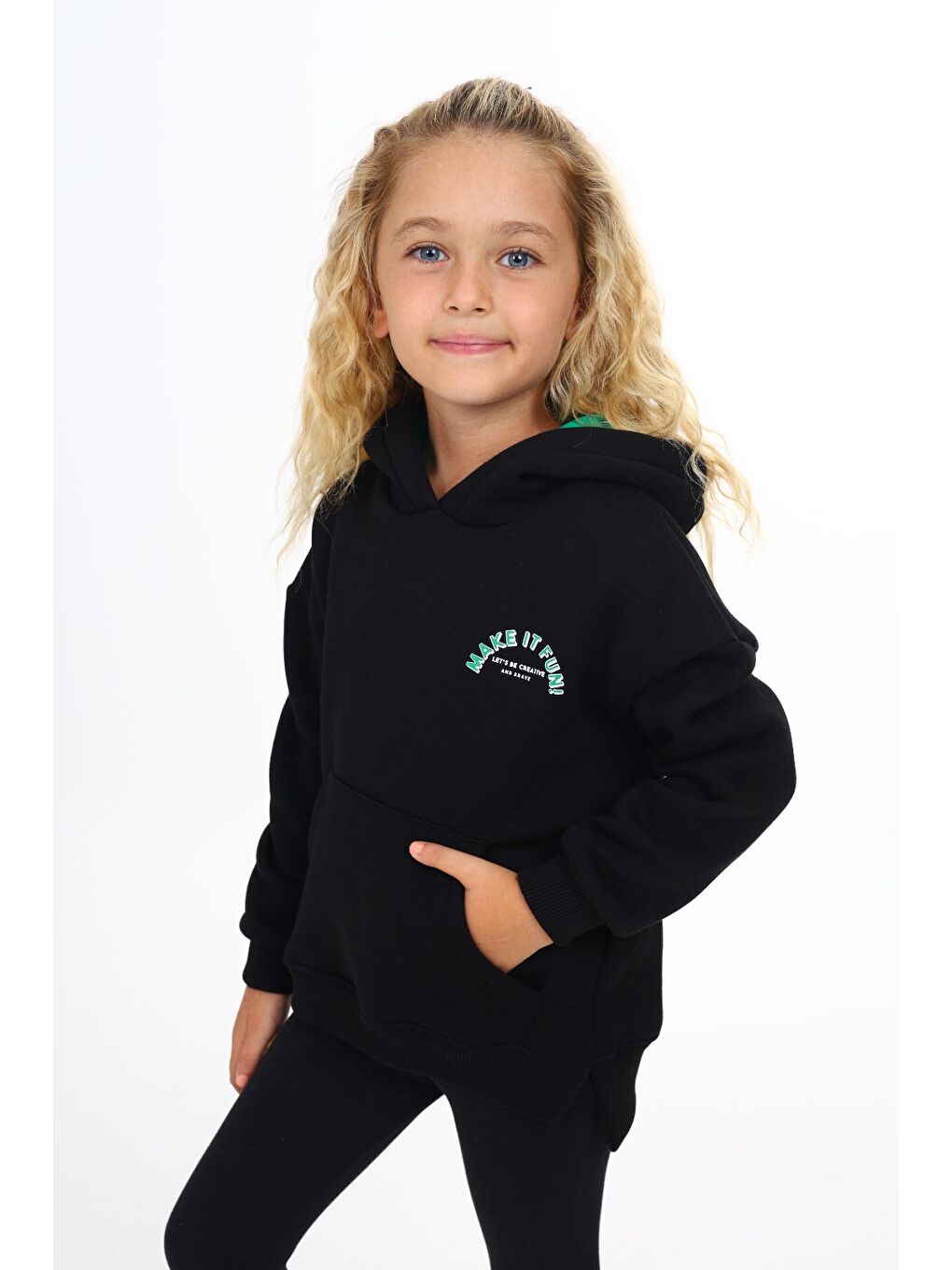 Siyah Kız Çocuk Baskılı Sweatshirt-5