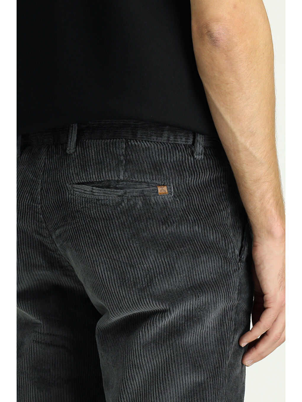 Antrasit Regular Fit Pamuk Kadife Pantolon-5