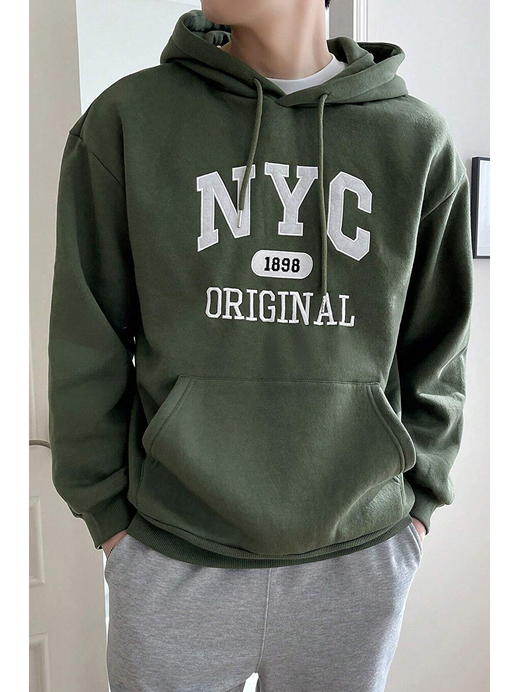 uyguntarz Yeşil NYC Baskılı Unisex Oversize Sweatshirt