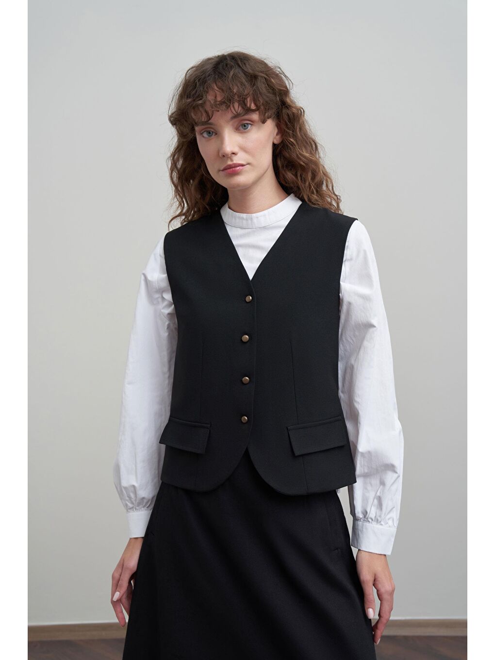 Siyah-V Yaka Polyviscon Yelek