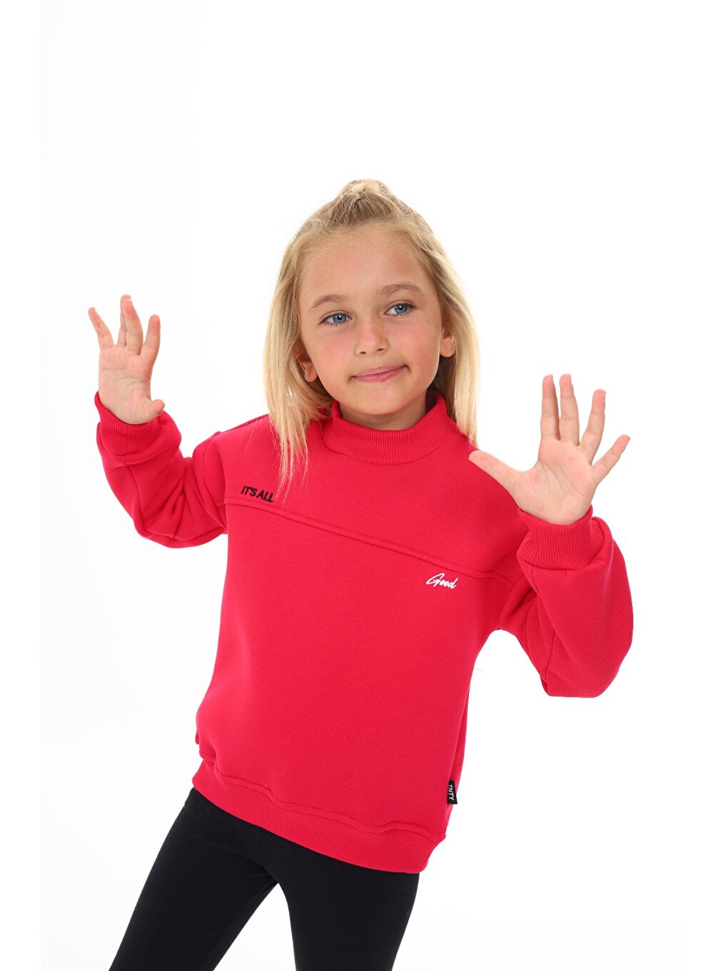 Fuşya Kız Çocuk Nakışlı Sweatshirt-1