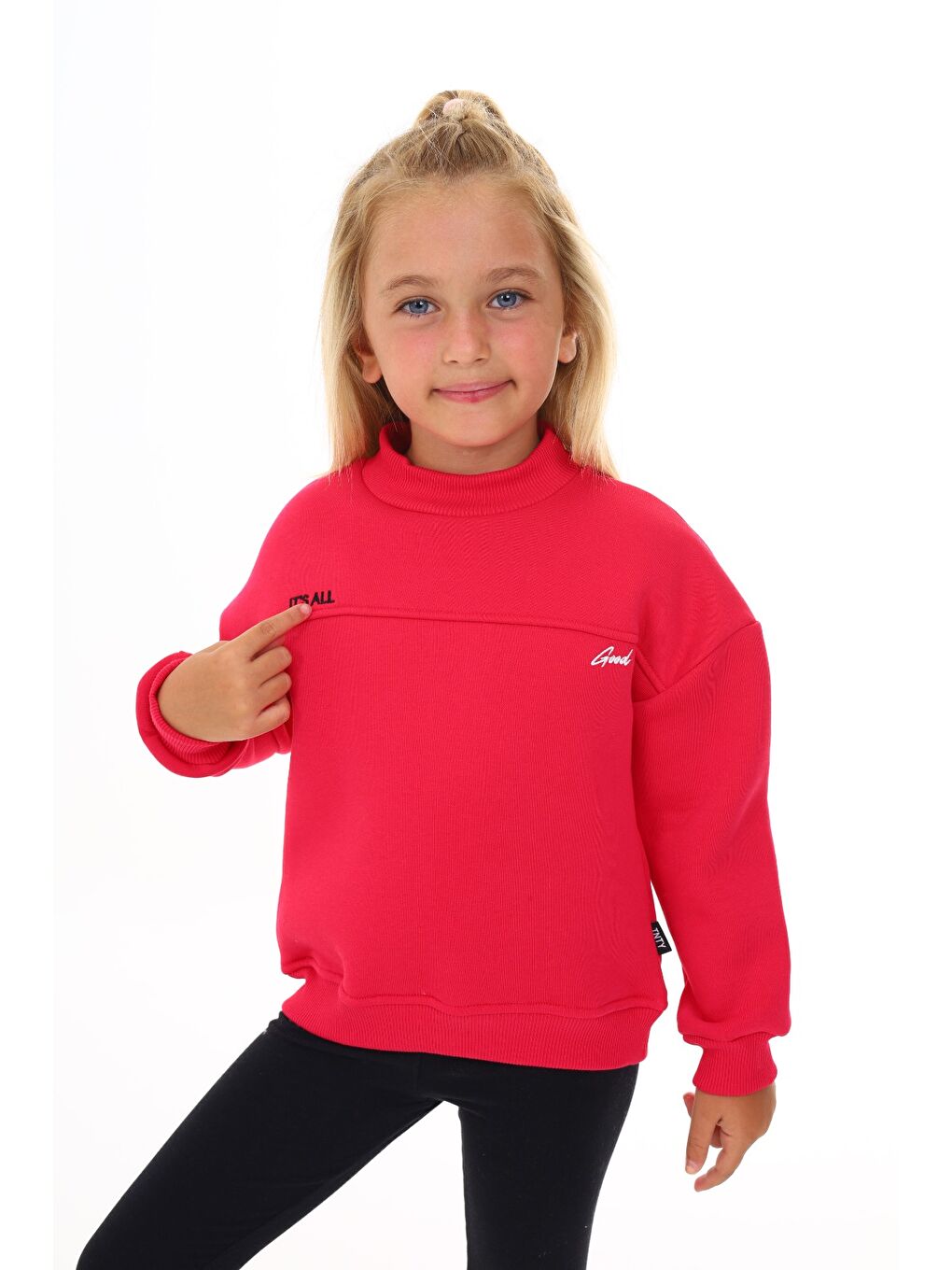 Fuşya Kız Çocuk Nakışlı Sweatshirt-3