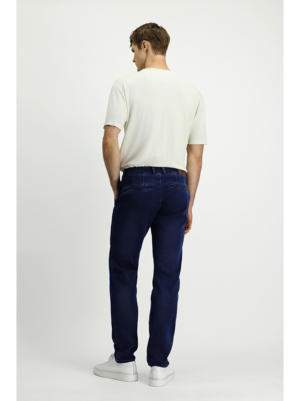 Lacivert Relax Fit Rahat Kesim Pamuklu Denim Look Jean Pantolon-3