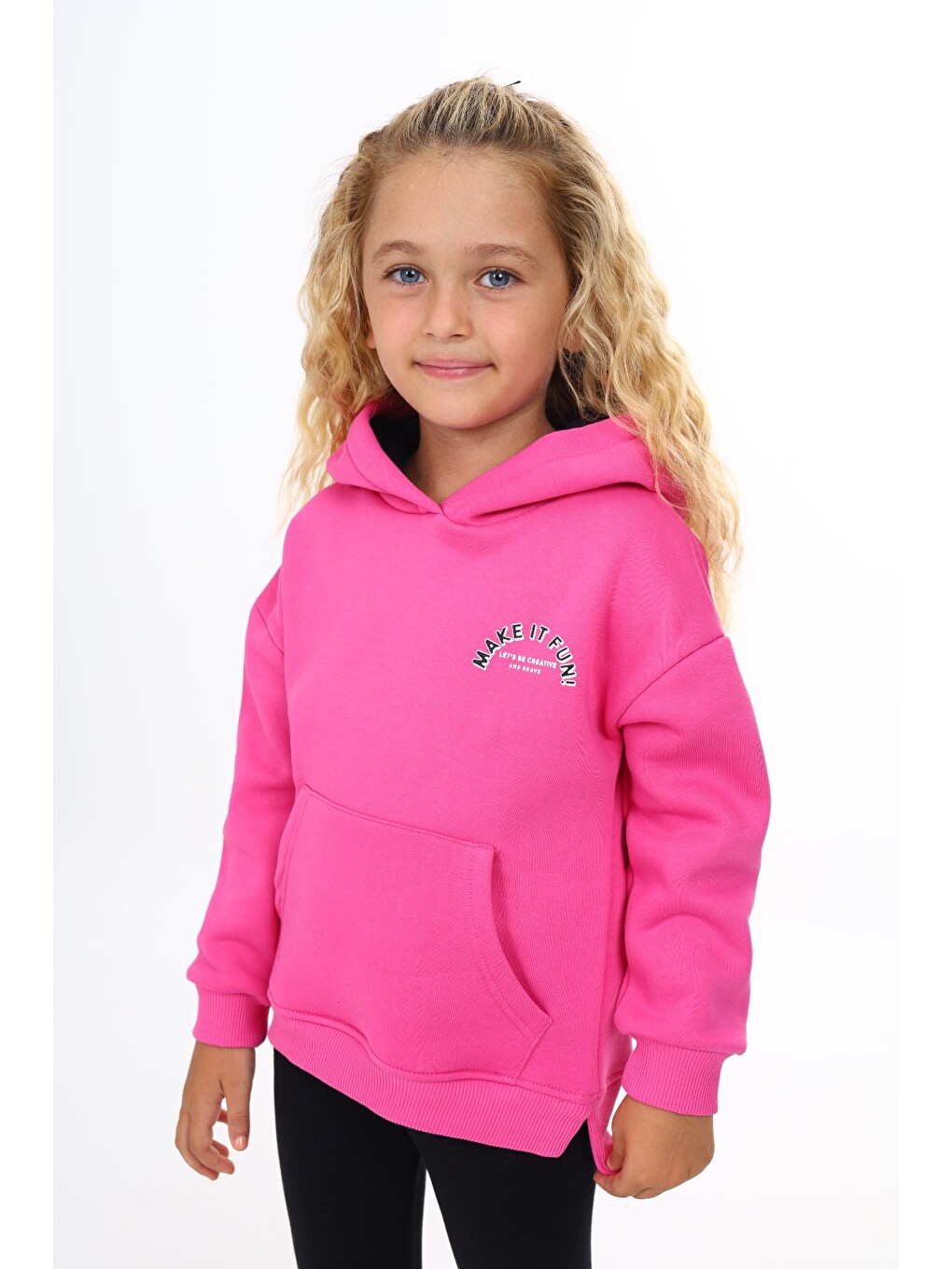 Fuşya Kız Çocuk Baskılı Sweatshirt-2