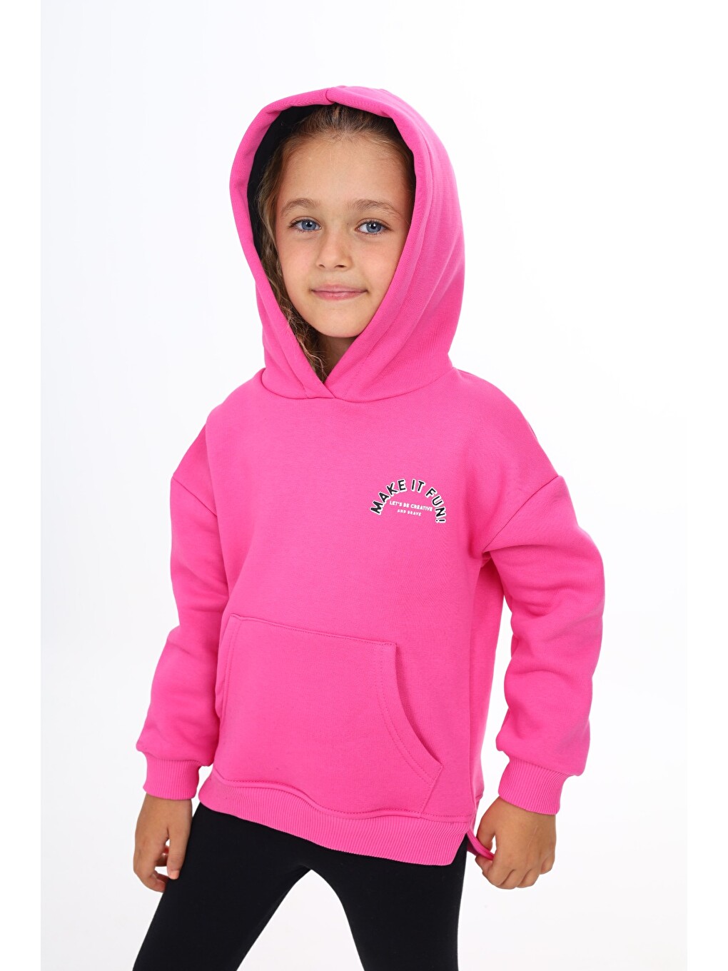 Fuşya Kız Çocuk Baskılı Sweatshirt-4