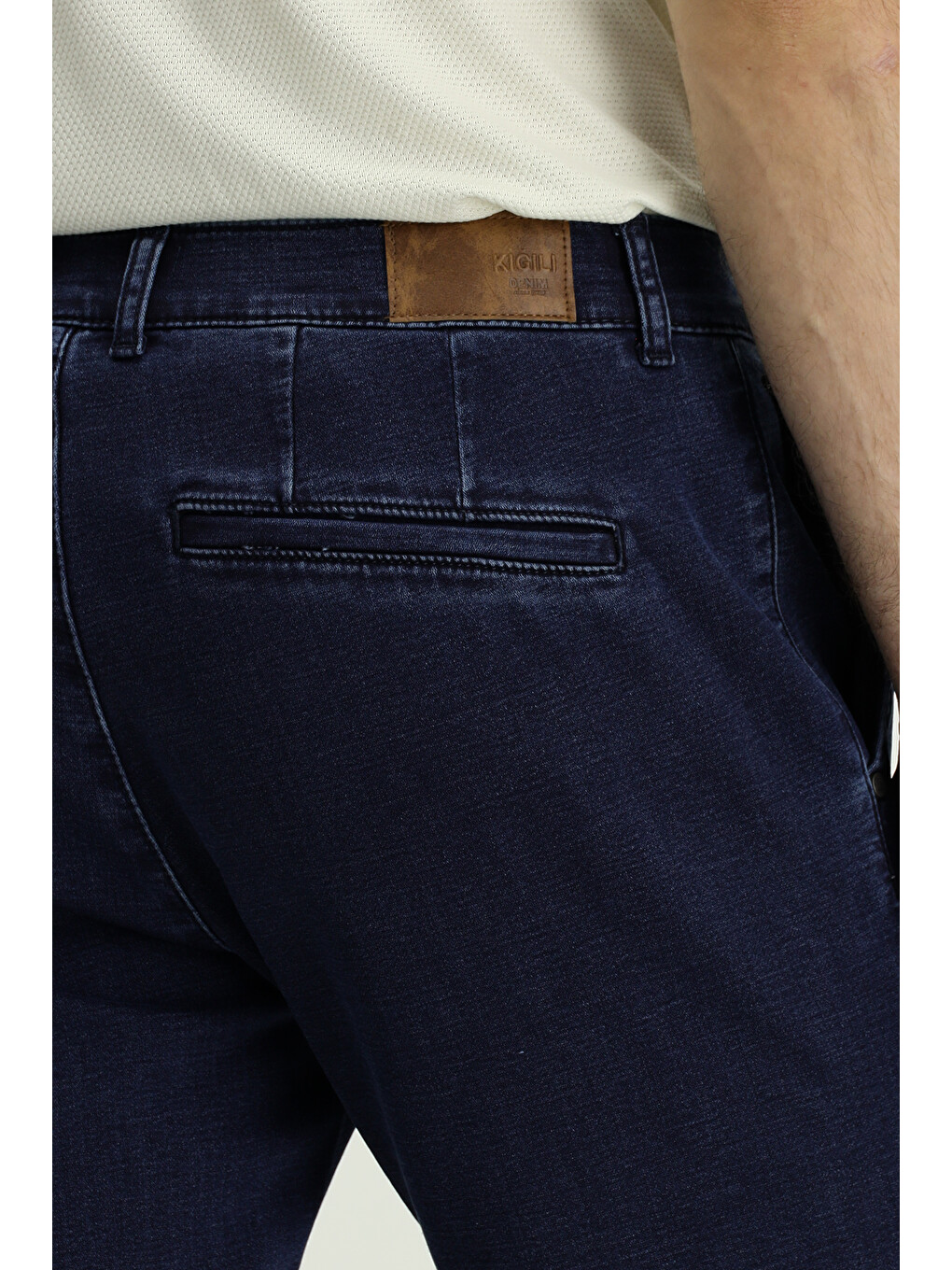 Lacivert Relax Fit Rahat Kesim Pamuklu Denim Look Jean Pantolon-5