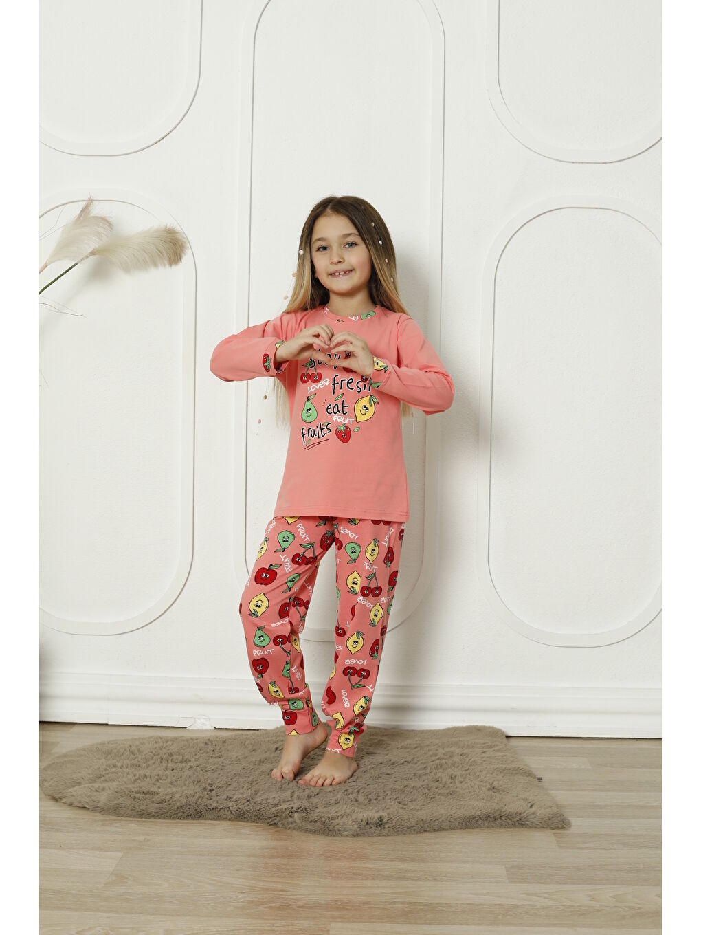 Kapi Kids Pembe Kız Çocuk Meyve Baskılı Pijama Takımı Mnx 6071-72