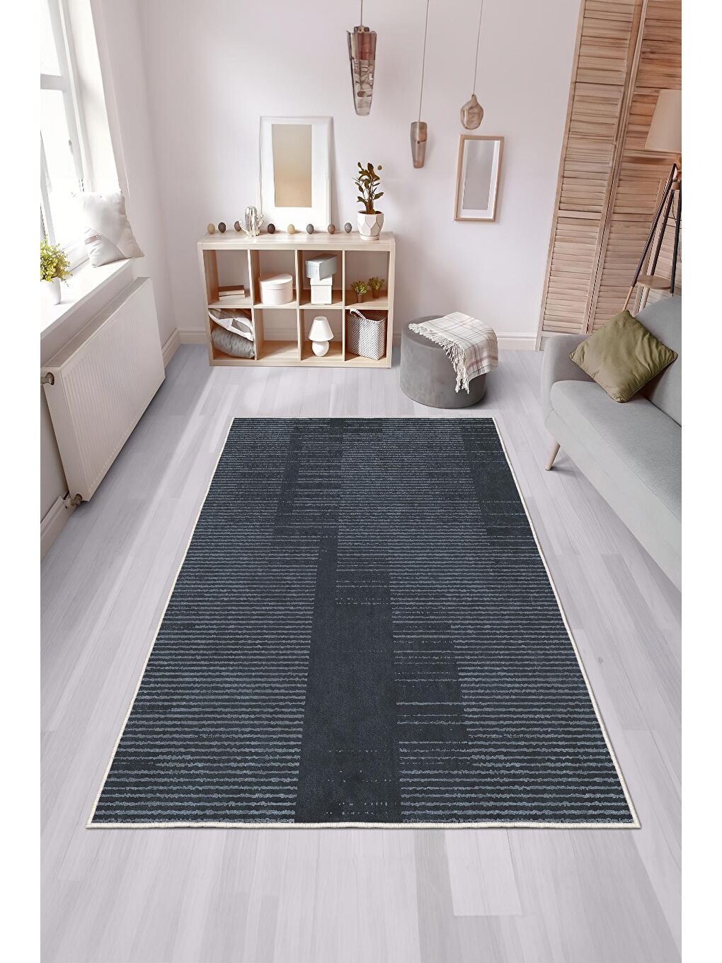 Lacivert Özel Tasarım, Kaymaz Taban, İnce, Yıkanabilir, Modern Halı WOOKECE1496 80x150