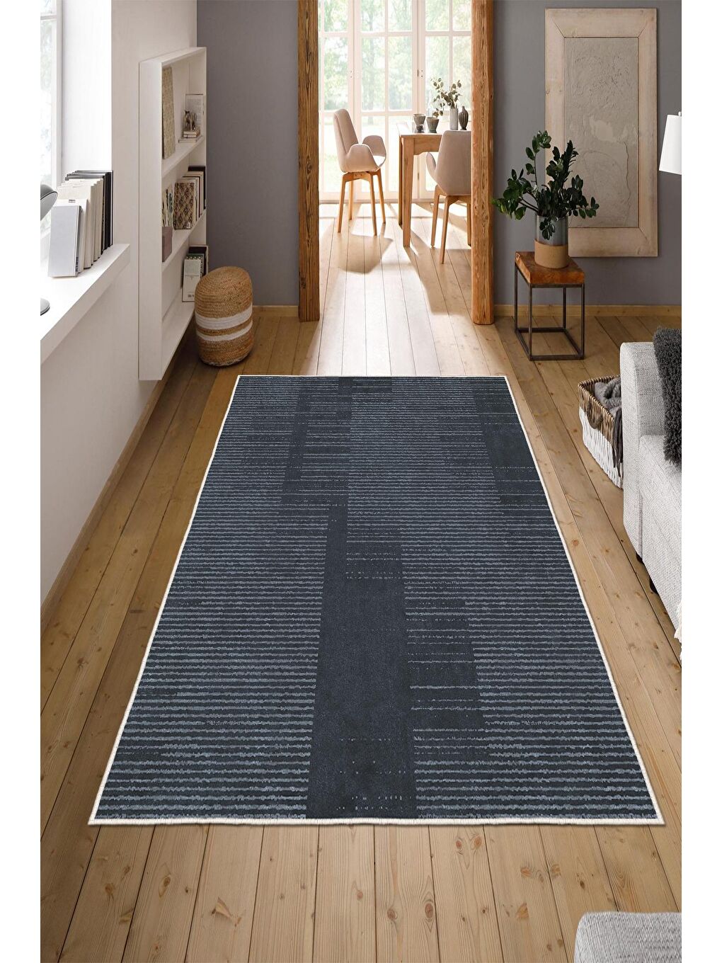 Lacivert Özel Tasarım, Kaymaz Taban, İnce, Yıkanabilir, Modern Halı WOOKECE1496 80x150-1