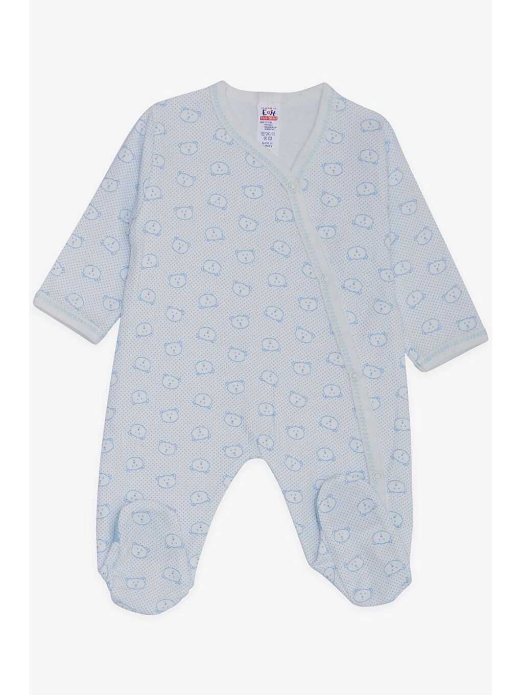 Erkek Bebek Hastane Çıkışı 8 li Puantiyeli Ayıcık Desenli Beyaz (0-3 Ay)-5