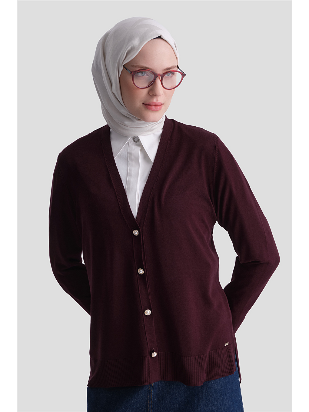 Basic Triko Hırka Bordo