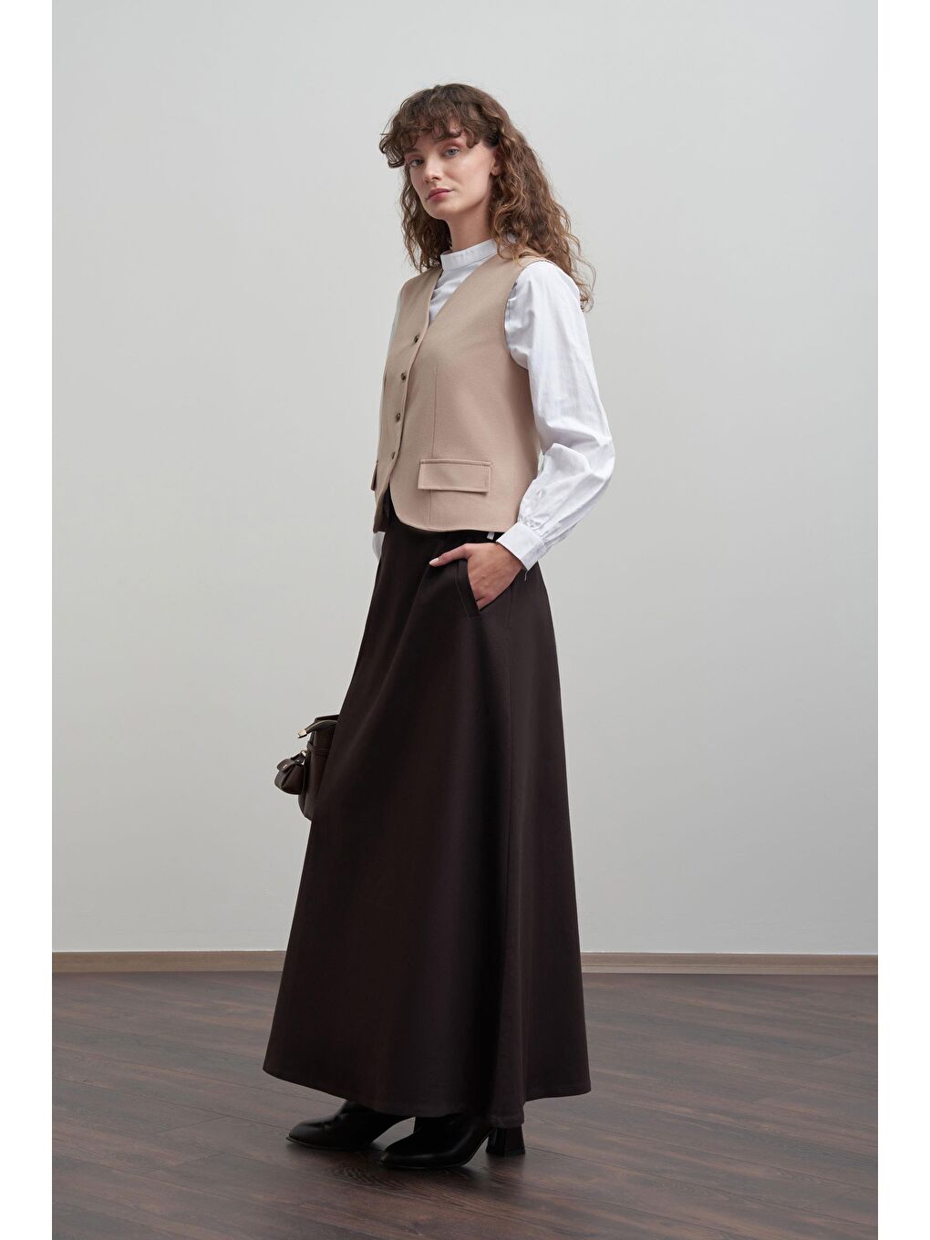 Bej-V Yaka Polyviscon Yelek-1