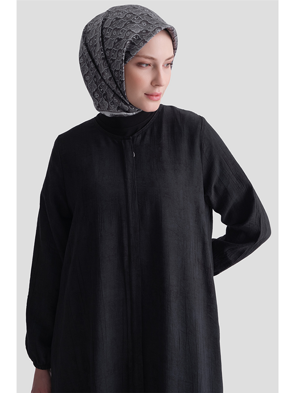 Fırfırlı Basic Ferace Siyah-3