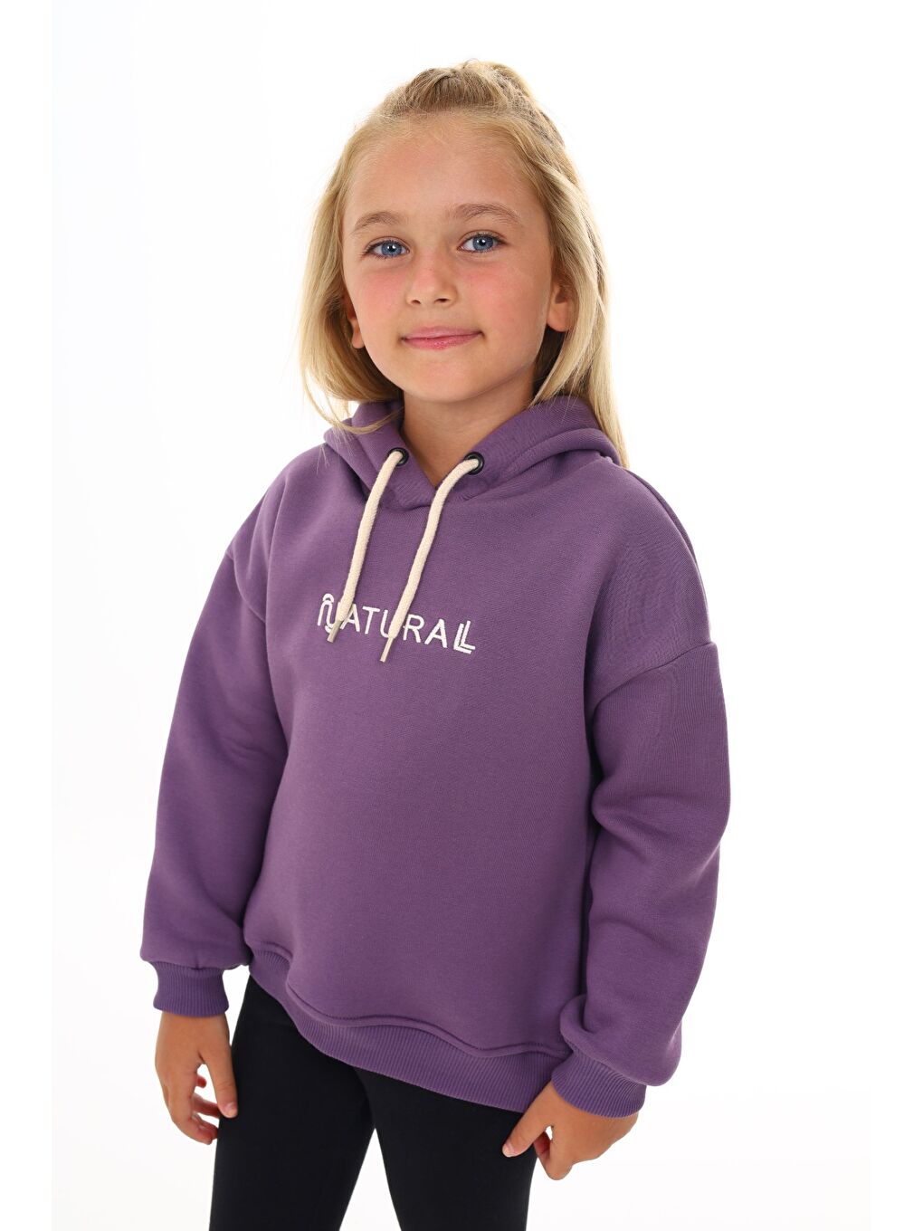 Mor Kız Çocuk Nakışlı Sweatshirt-2