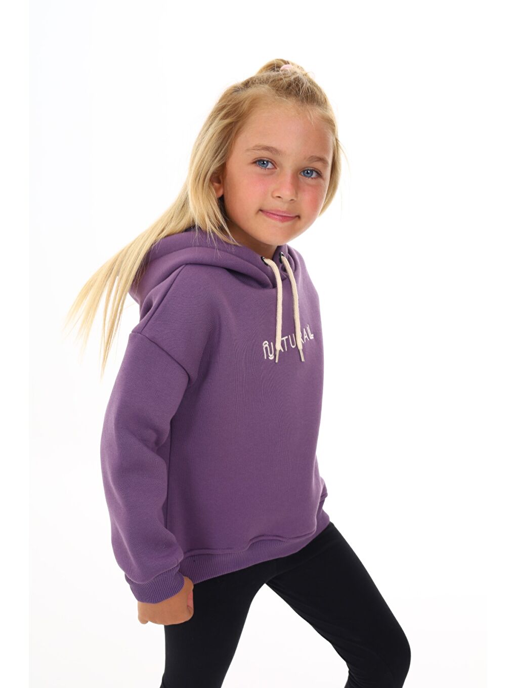 Mor Kız Çocuk Nakışlı Sweatshirt-3