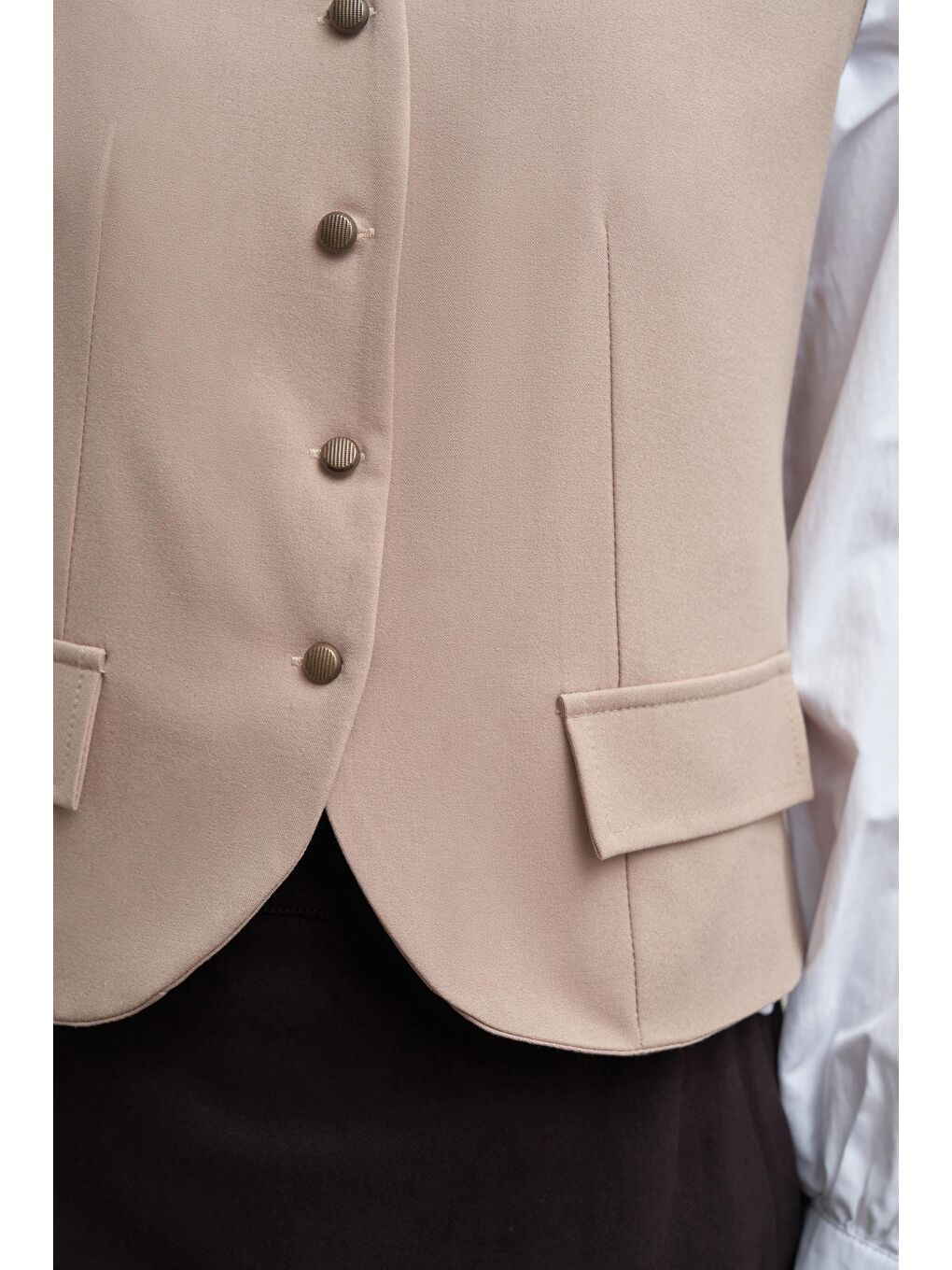 Bej-V Yaka Polyviscon Yelek-4